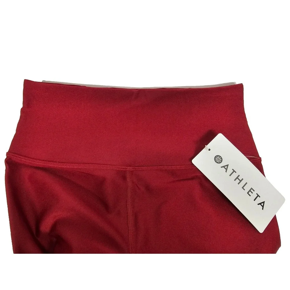 New with tags Athleta Elation Sheen Tight Legging Lustre Sz XS 7/8 Poches Red